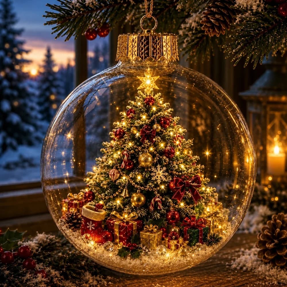 Lighted Glass Christmas Ball Ornament
