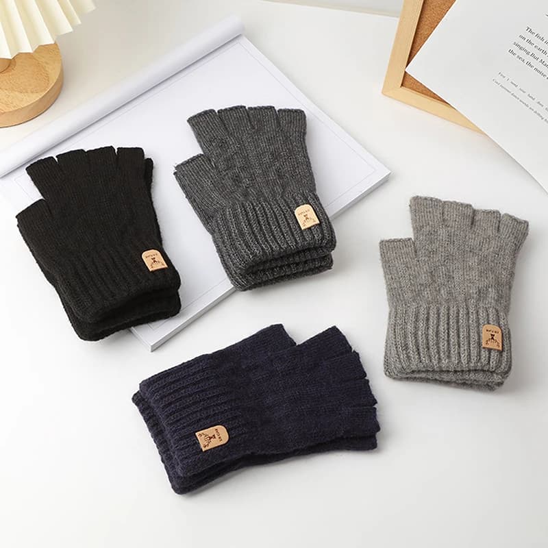 Alpaca Wool Half-Finger Gloves