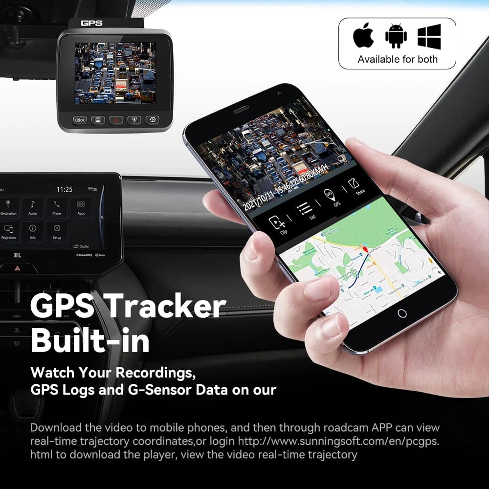 Dash cam single recording 4K, dual recording front 2K rear 1080P with WiFi GPS tracking