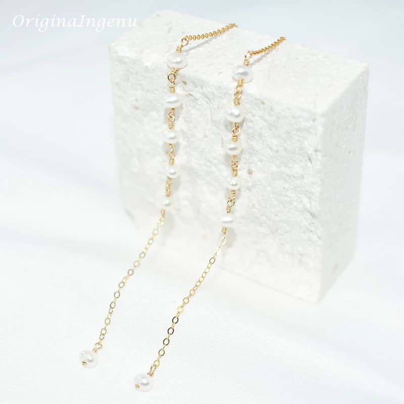 Natural Pearl Drop Earrings 14K Gold Filled