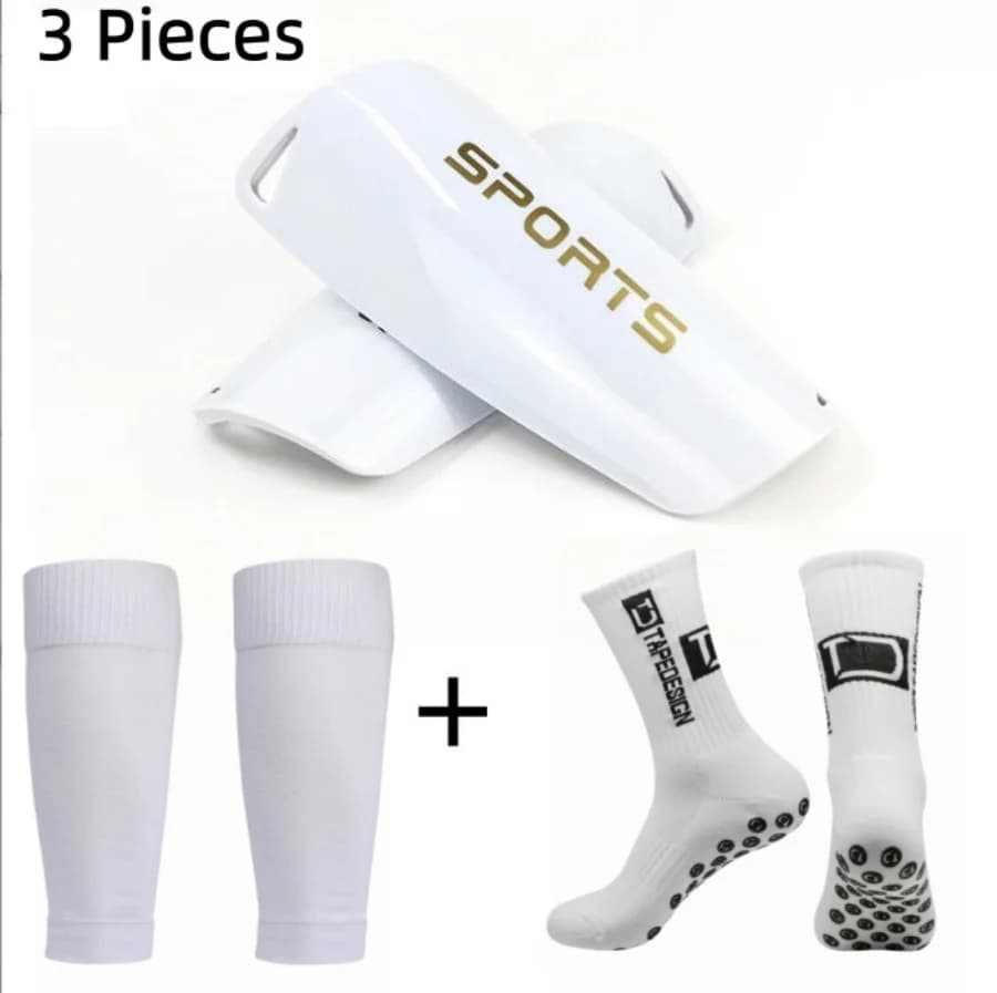 Football Gear Kit 3Pcs Soccer Protective Training Equipment Breathable Sleeves Calf Sleeves Silicone Grip Socks Sports Set