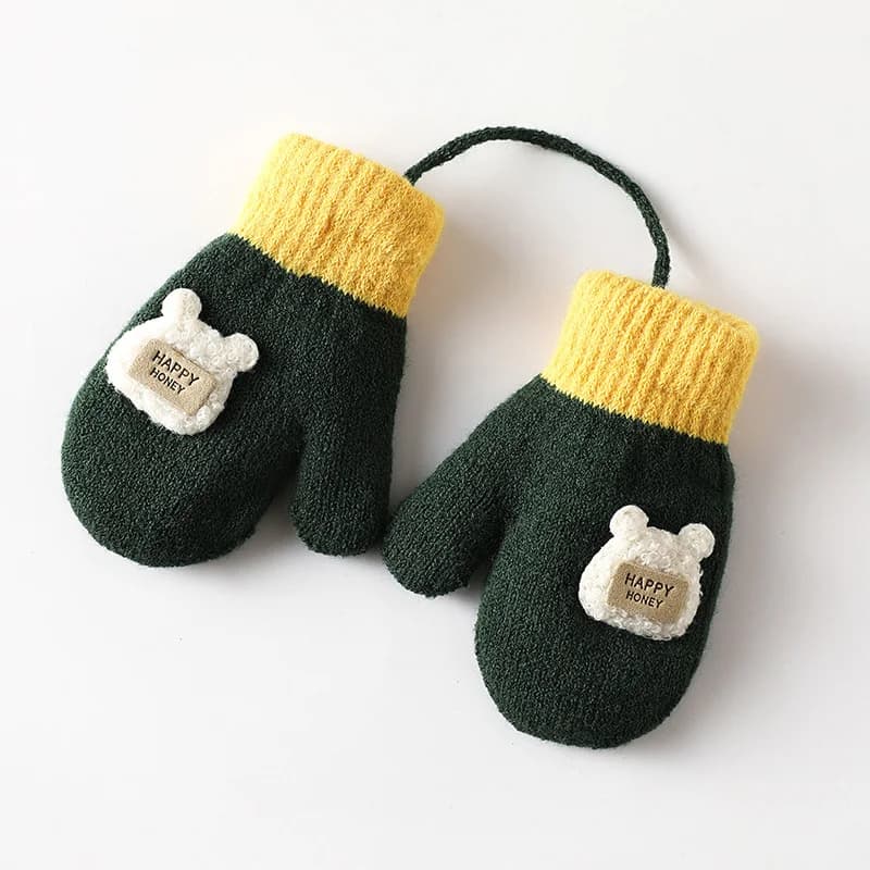 Toddler Knit Mittens with String