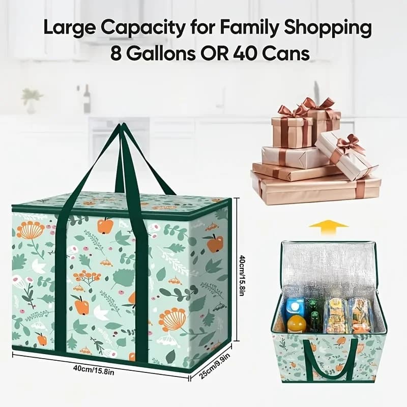 Large Reusable Grocery Bag with Insulation