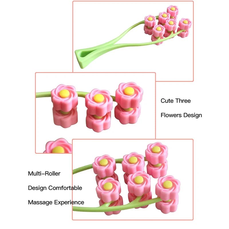 Facial Roller Massager Y Shape Massage Tool Manual Relaxation Device Portable Face-Lift 3D Flower Roller for Neck Body Skin Care
