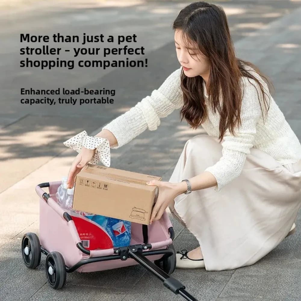 Foldable Portable Pet Stroller Manual Push-pull Small Pet Stroller Outdoor Travel Dog Walking Travel Pet Cat and Dog Stroller