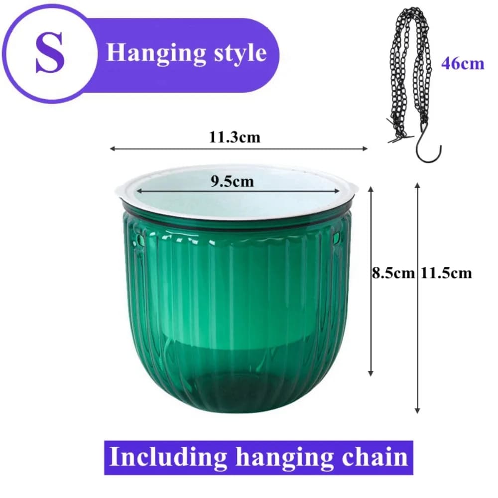 Garden Decoration Self-watering Flower Pot Plant with Drainage Holes Hanging Flower Pots with Chain Lazy Planter Home Decor