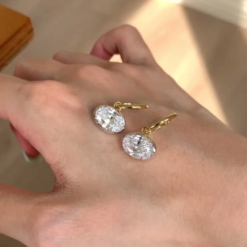 Oval Diamond Drape Pendant Earrings