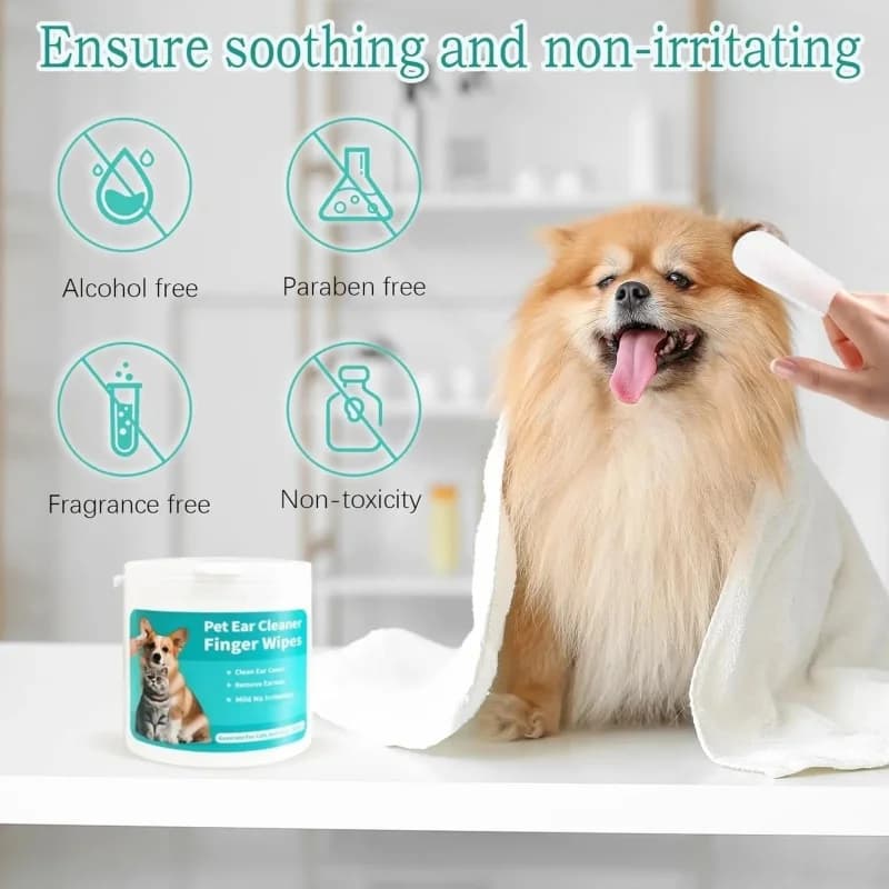 Pet Ear Cleaning Wipes with Finger Covers