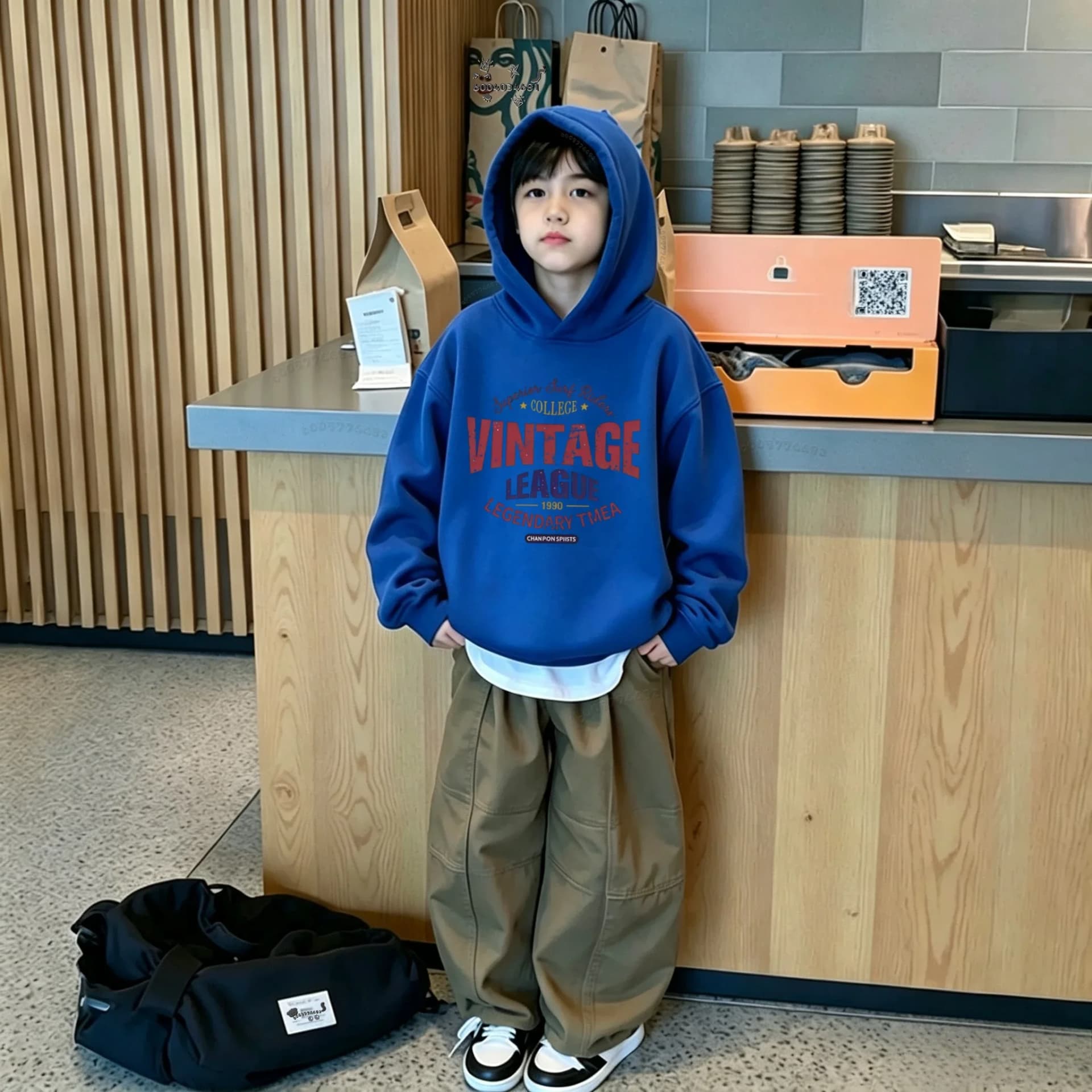 Kids' Retro Multicolor Letter Hoodie