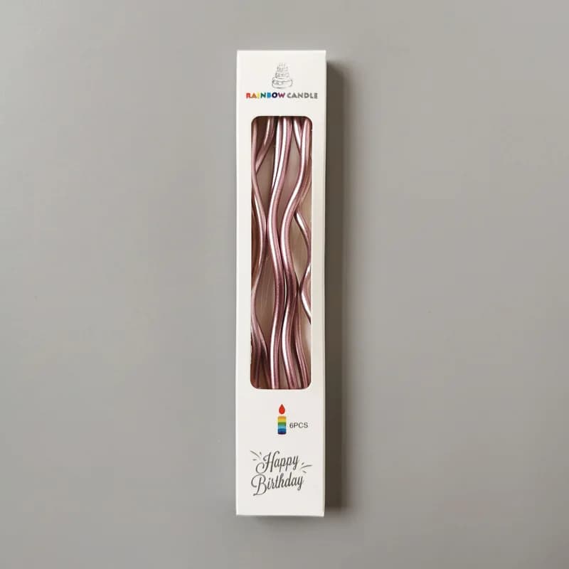 Metallic Twisted Cake Candles - Pack of 6
