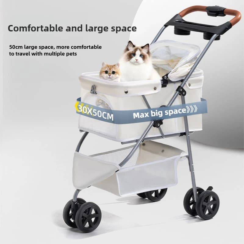 2025 New Pet Stroller,Three-wheel Pet Stroller,Lightweight,Two-way,Large Space,Detachable Basket,Foldable,High View,Breathable