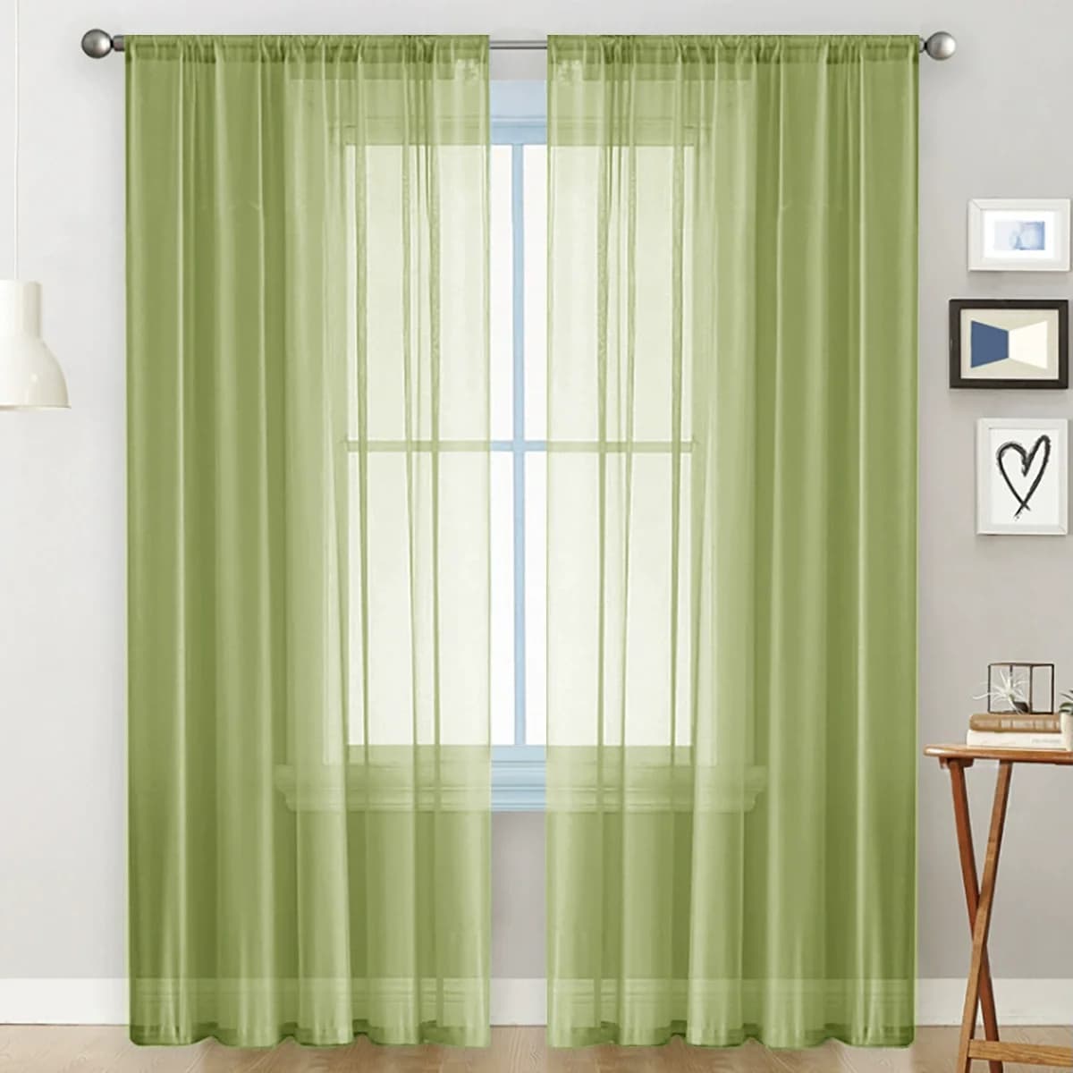 Sheer White Curtains, 2 Panels