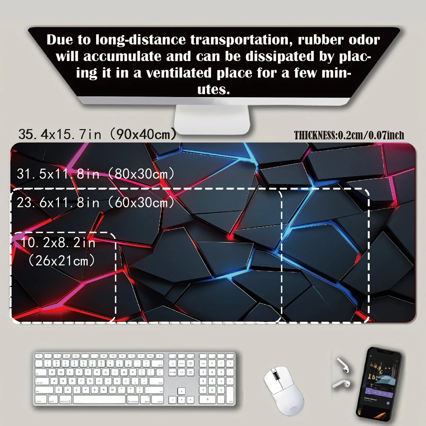 Large Gaming Mouse Pad 90x40 Red Blue Gradient