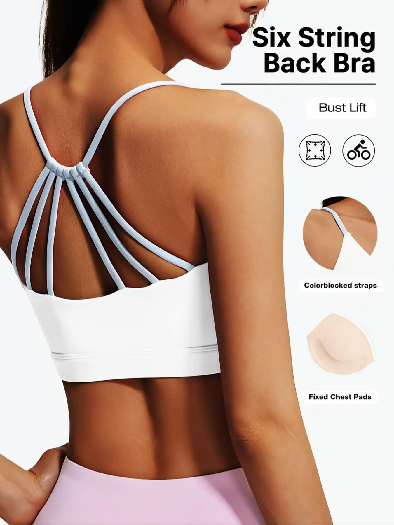 Women's Backless Sports Bra with Fixed Padding