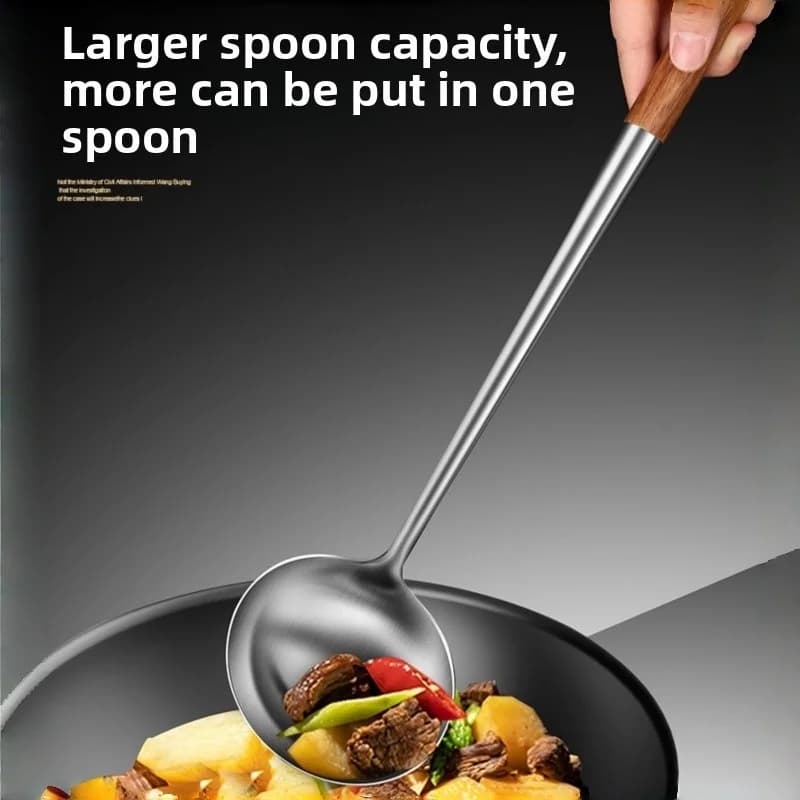 Stainless Steel Fish Frying Spatula with Wood Handle