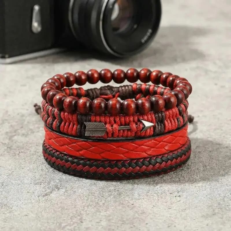 Mens Bohemian Leather Bracelet Set
