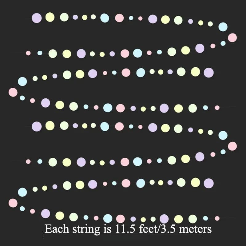 Pastel Kids Birthday Party Decorations Blue Purple Pink Green Circle Garland Hanging for Baby Shower Paper Polka Dot Streamers