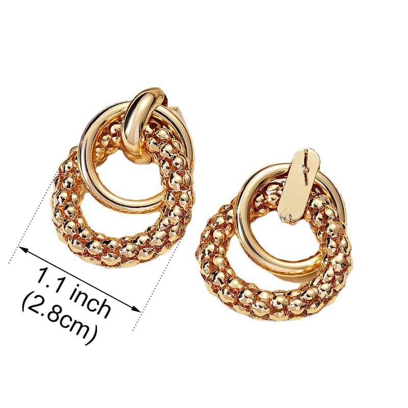 Double Ring Shiny Stud Earrings