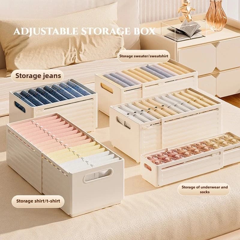 Adjustable Clothes Storage Box Closet Organizer Categorized Clothing Organizer Kitchen Cabinet Storage Bin Home Organizer