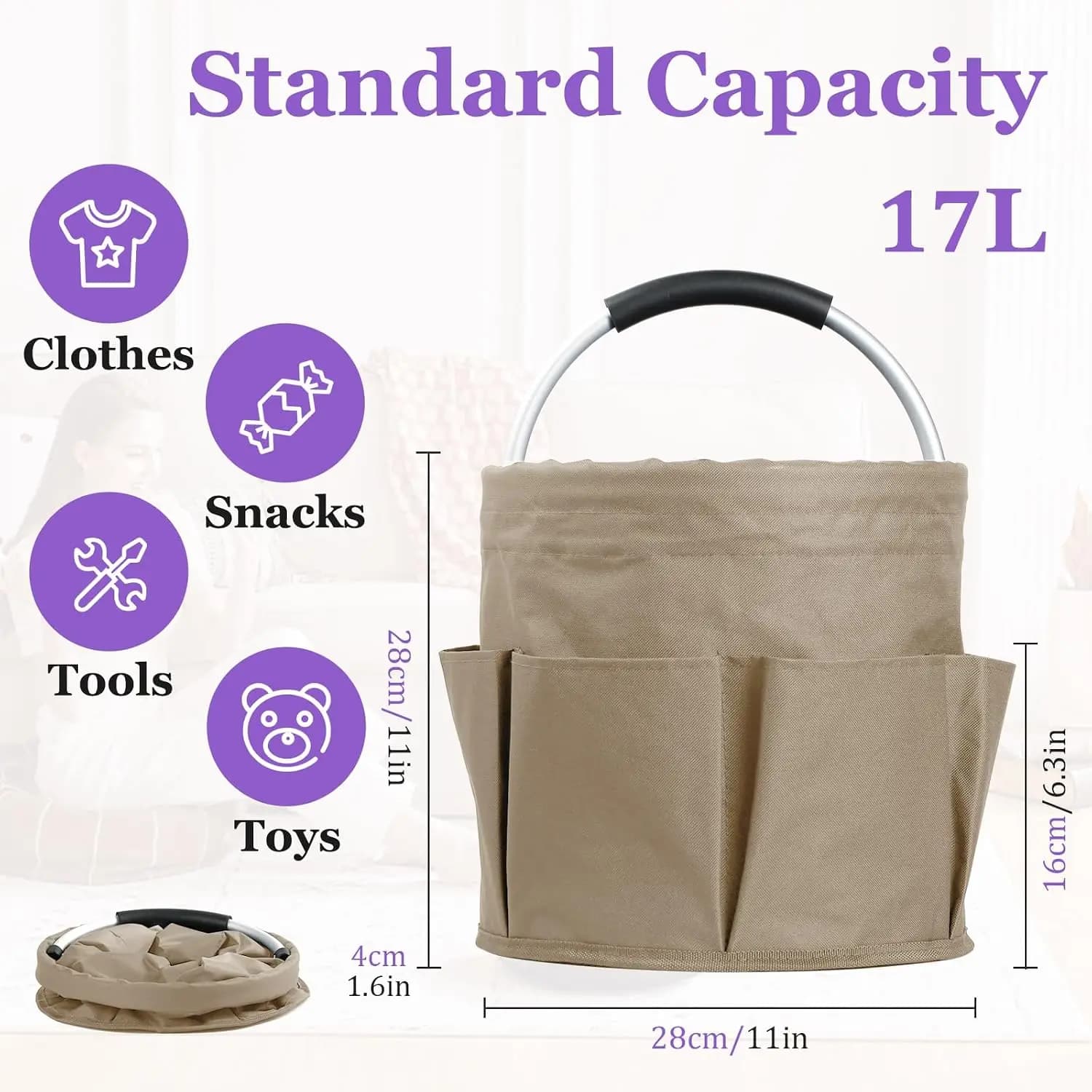 17L Foldable Cleaning Caddy with Handle
