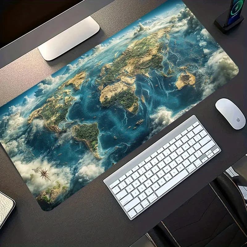 Large Gaming Mouse Pad with World Map Design