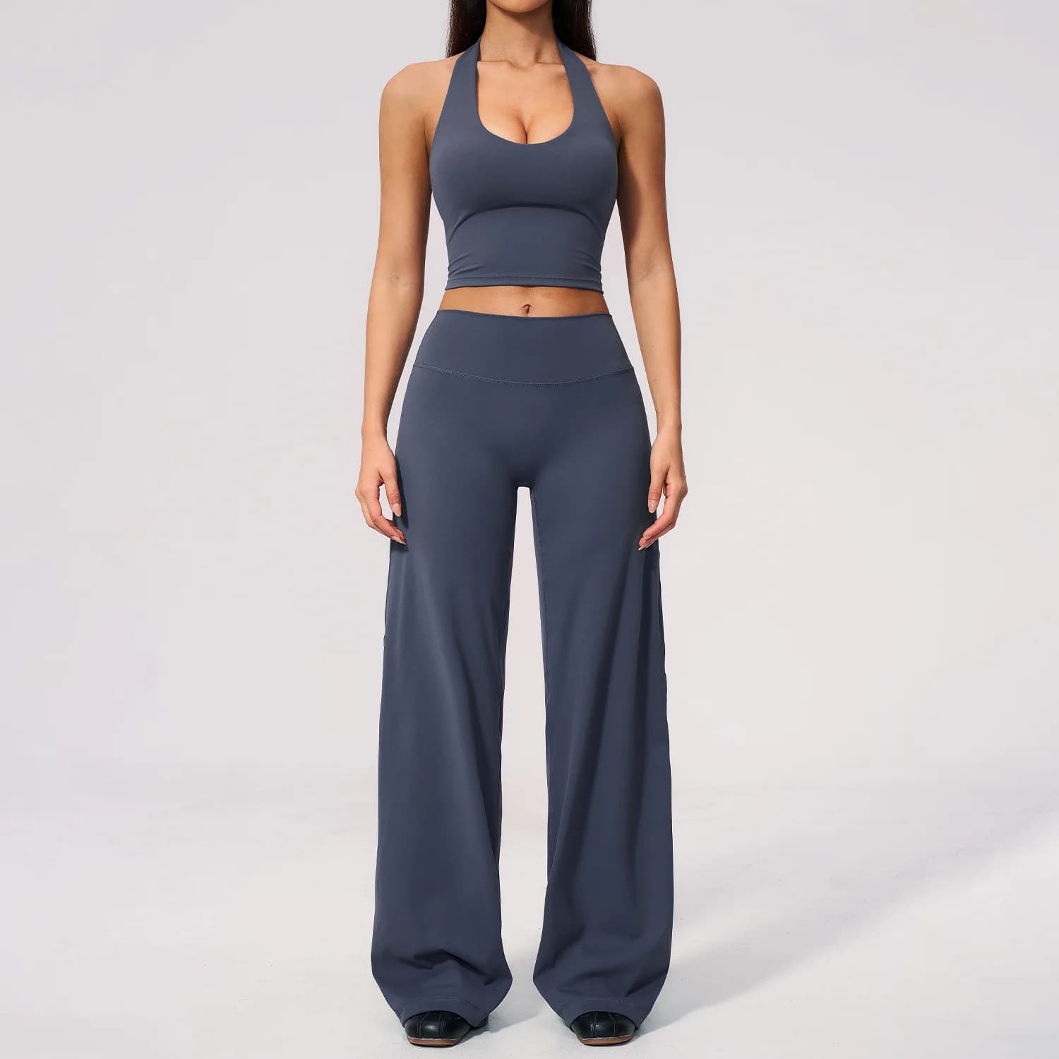 Yoga Set With Halter Neck Beautiful Back V Slim Fit Women's Gym Outfit Outdoor Running Training Fitness Leggings Two-piece Set