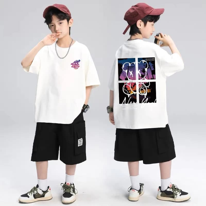 Korean Summer Cotton Graphic T-Shirt For Kids