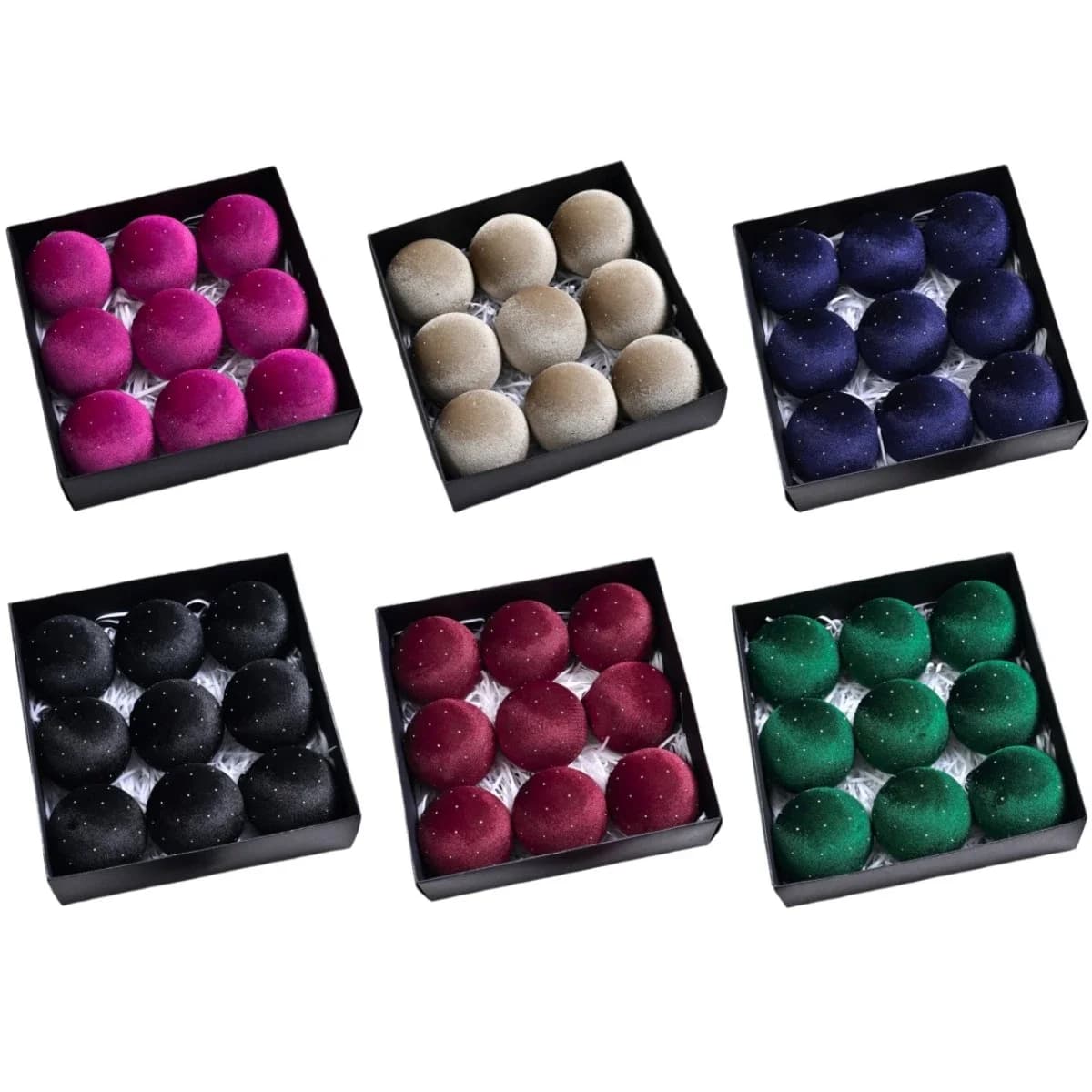 Velvet Christmas Ornaments Set of 9