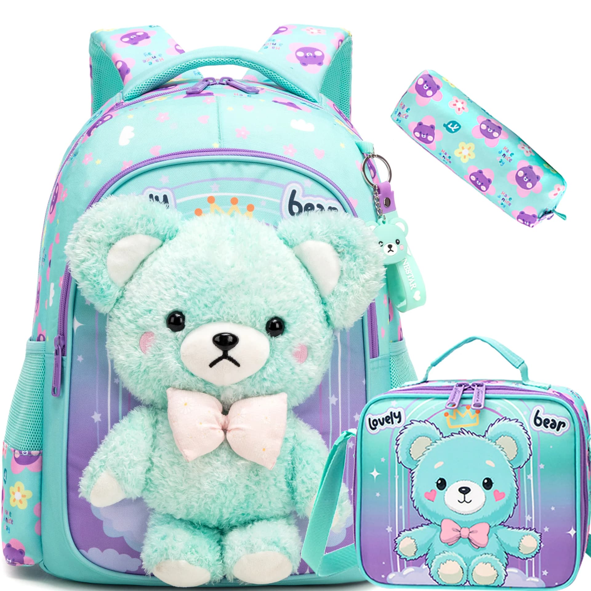Girls School Backpack with Lunch Bag and Pencil Case