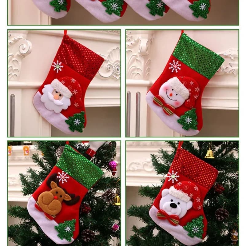 Santa Claus Christmas Stockings Plush Toys 12-Pack