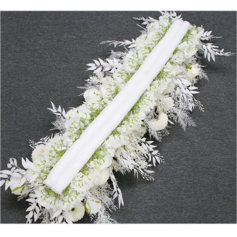 White Silk Flower Row Wedding Arch Backdrop