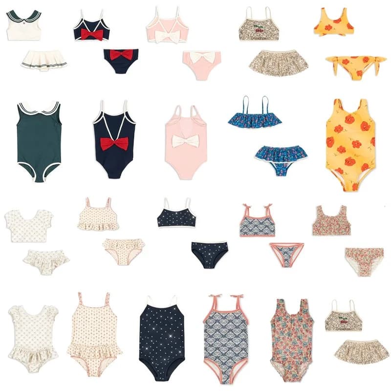 New Kids Swimwear 2026 Summer Floral Printed Girl Swimsuit Beach Wear Bathing Suit Baby Bikinis Set Clothes