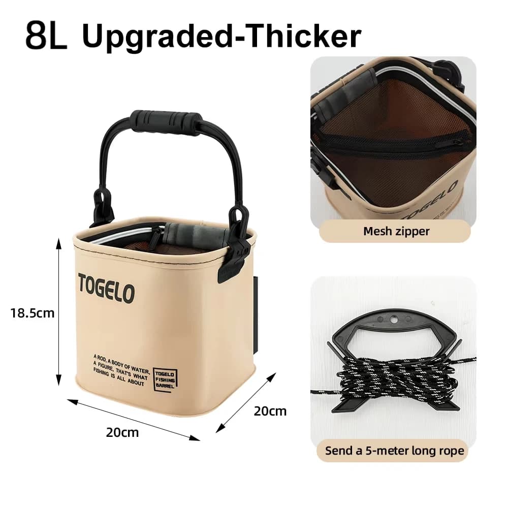 Collapsible Fishing Bucket with Strainer Basket