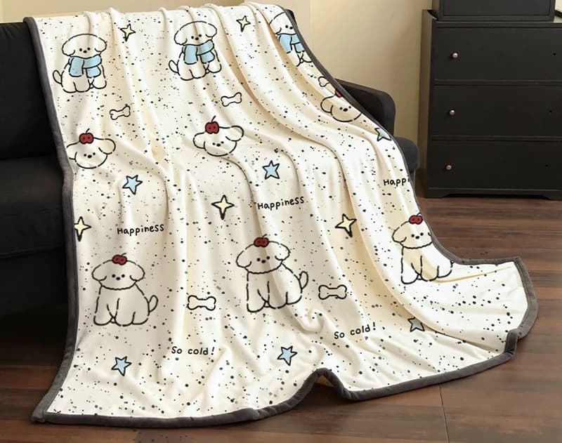 Cute Pet Print Flannel Throw Blanket