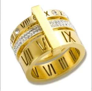 Crystal Zircon Stainless Steel Ring Band
