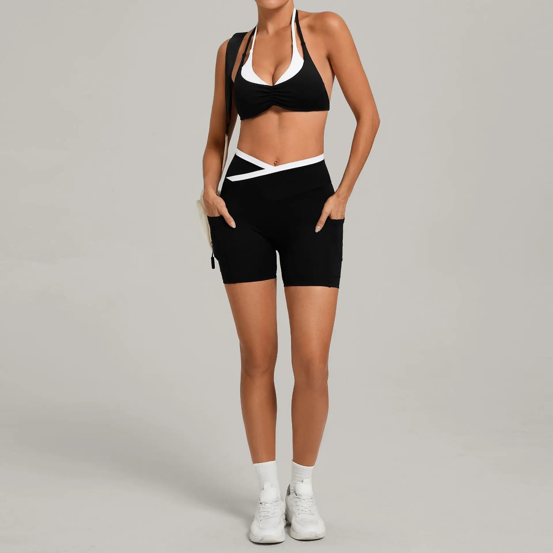 Women's Backless Halter Yoga Set