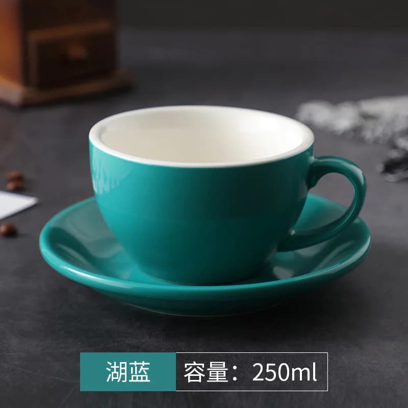 250ml Thickened Cup Large Capacity Creative Latte Art Cup Retro Colored Coffee Cup Afternoon Tea Dessert Tea Mug Home Decoration