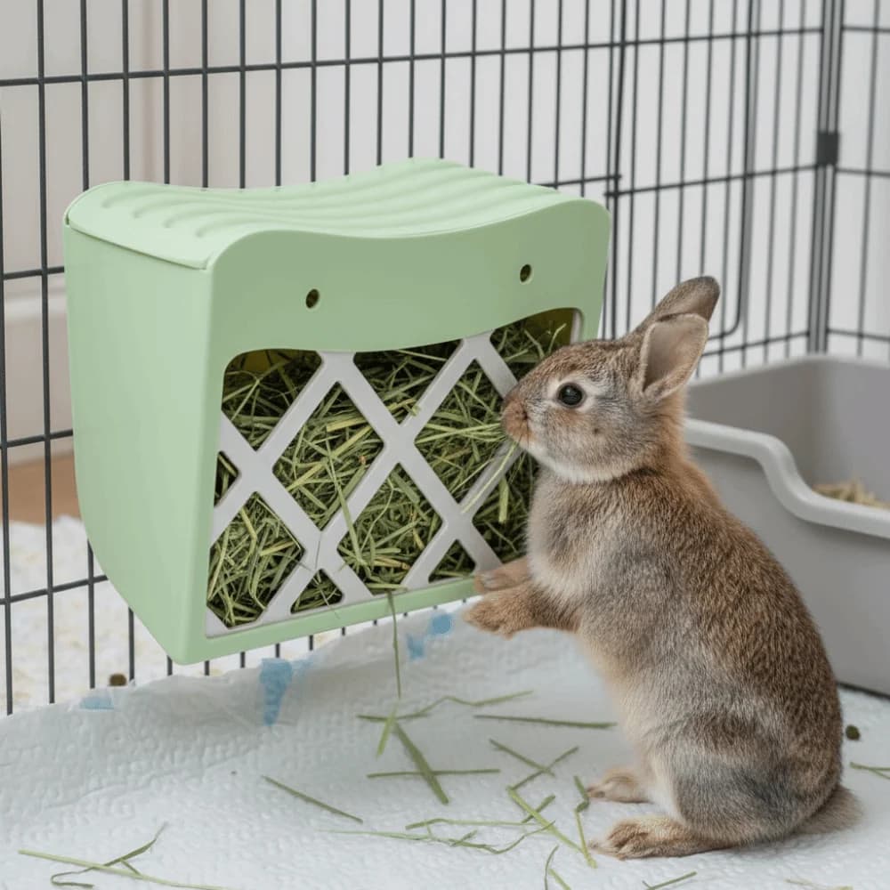 Hanging Rabbit Hay Feeder with Lid