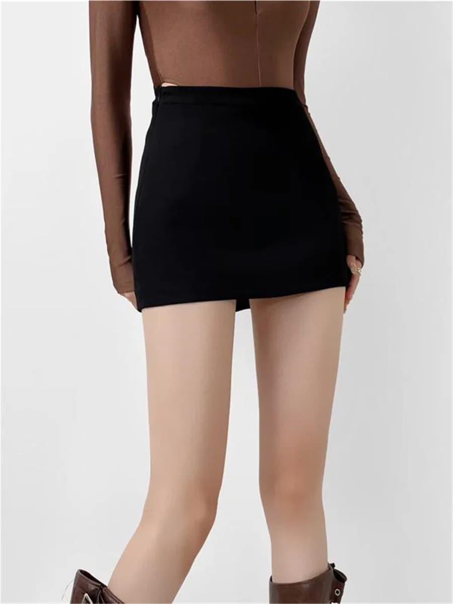 Black Mini Pencil Skirt with Shorts