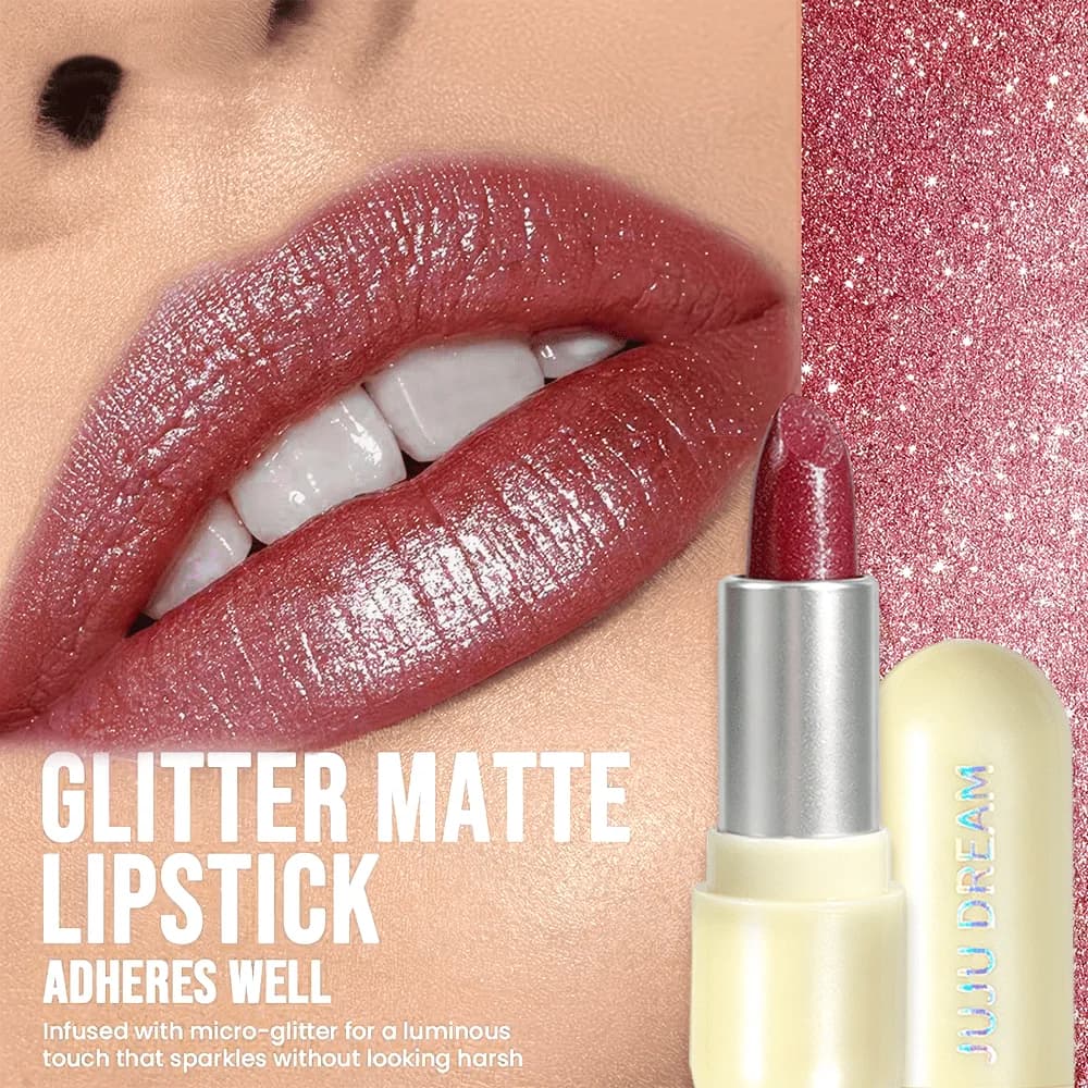 Metallic Burgundy Glitter Lipstick