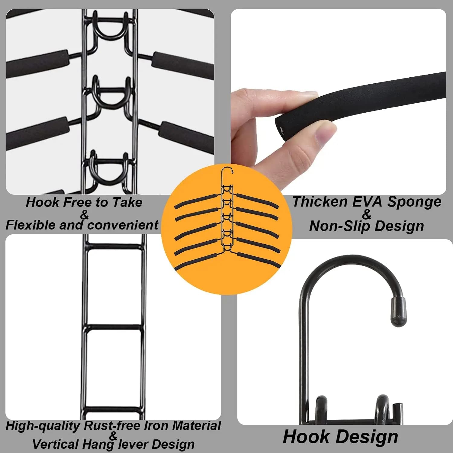 Multi-Tier Hanging Closet Organizer with Hooks