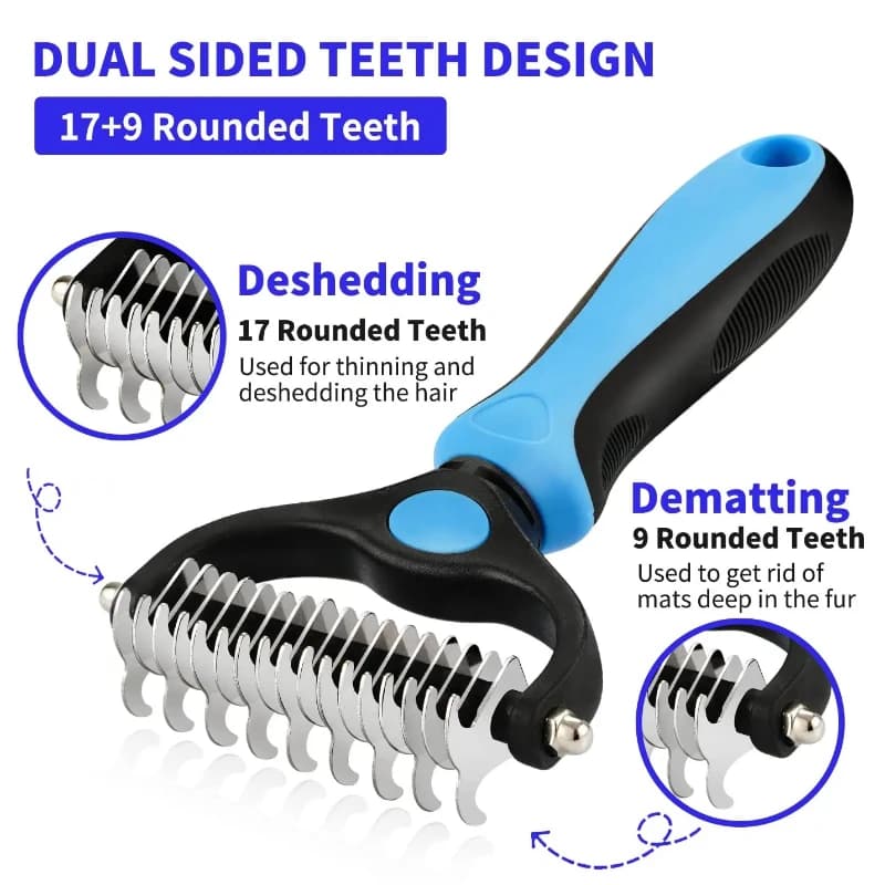 Pet Deshedding Brush with Self-Cleaning Button