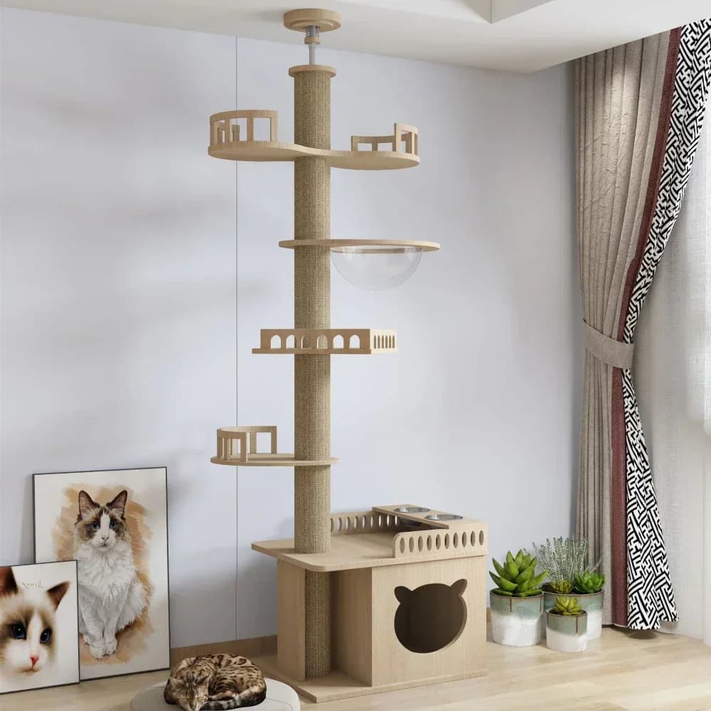 Adjustable Multi-Level Wooden Cat Climbing Frame
