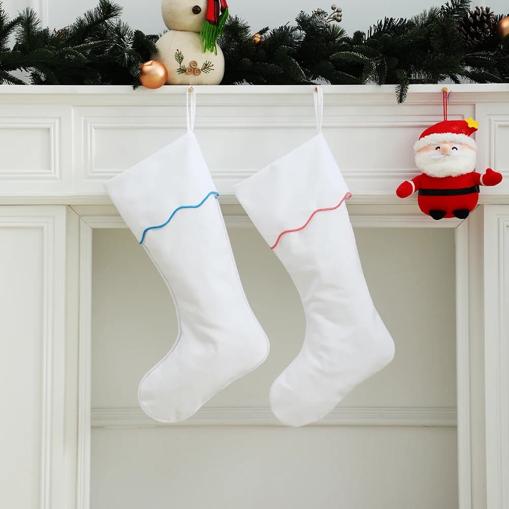 Christmas Stocking with Embroidered Scallop Cuff