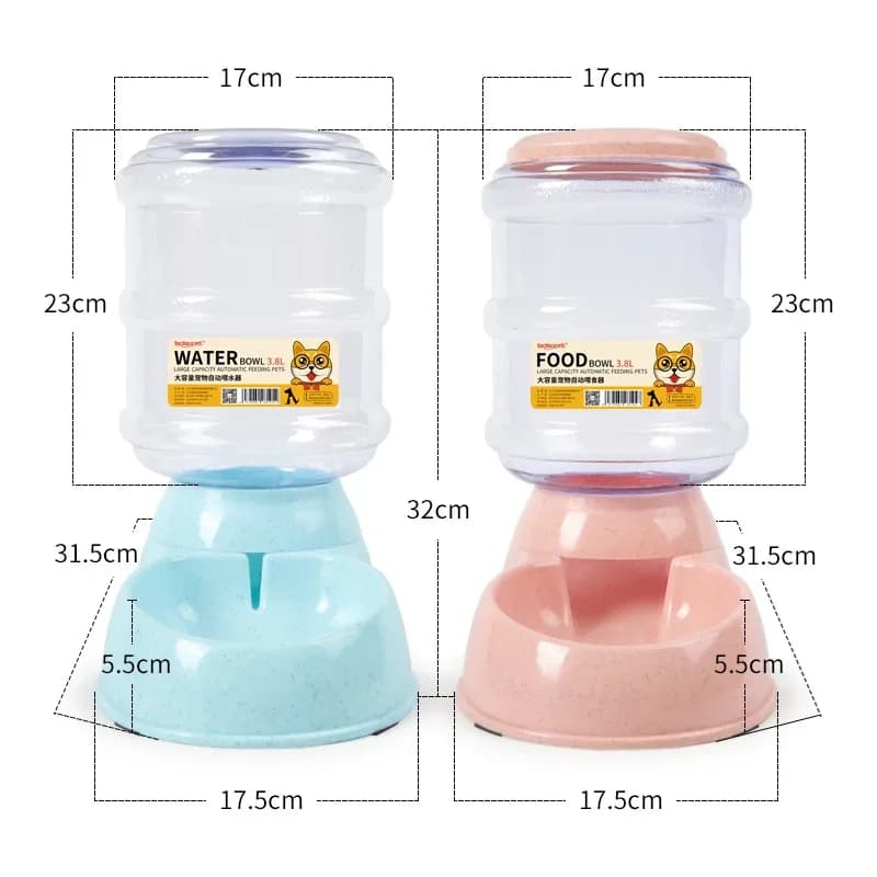 Automatic Pet Feeder Water Bottle Bowl Combo