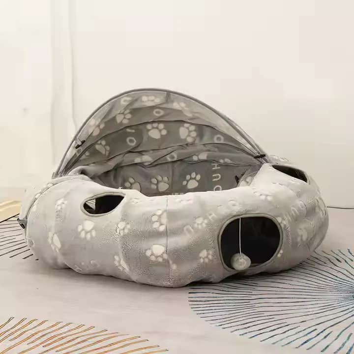 Interactive Cat Tunnel Bed Plush Play Toy