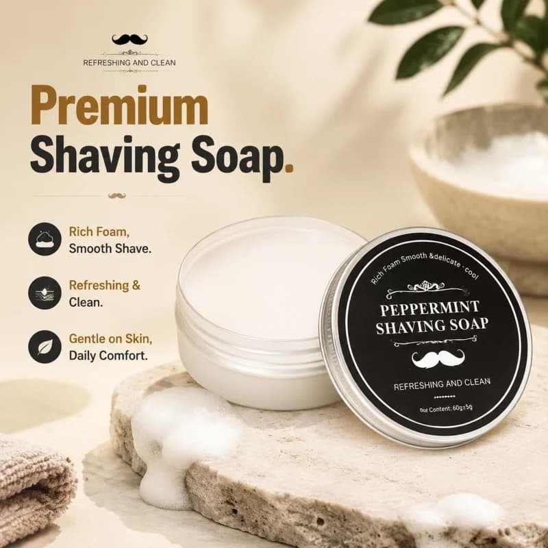 Moisturizing Peppermint Shaving Cream Soap