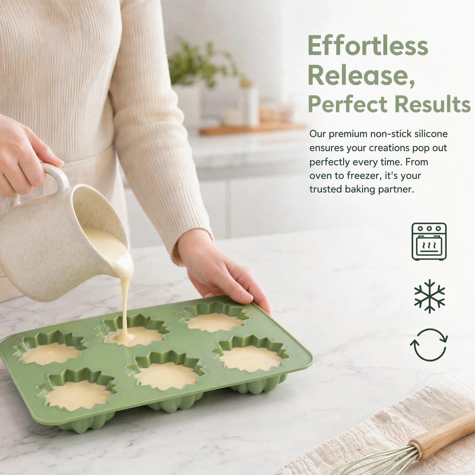 Silicone Flower Baking Mold, 6-Cavity