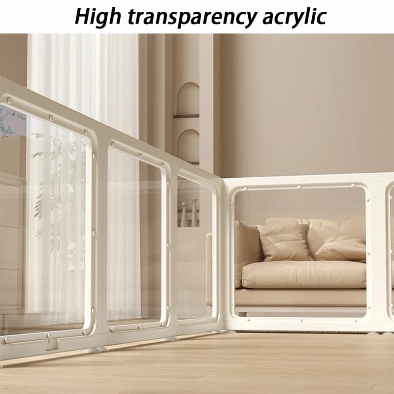 Indoor Playpen Dog Fence Cage with Gate Big Portable Dog Fences Acrylic Transparent Panel Pet Fences Household Puppy Supplies
