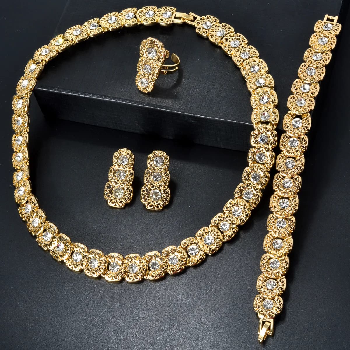 Gold-Plated Bridal Jewelry Set with Zircon